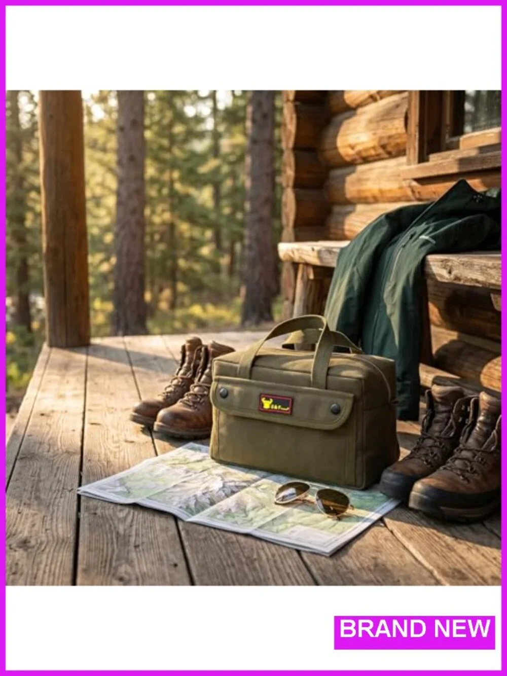 Waxed Canvas Military Duffle Bag, 24 Inch Heavy Duty Travel Gym Overnight